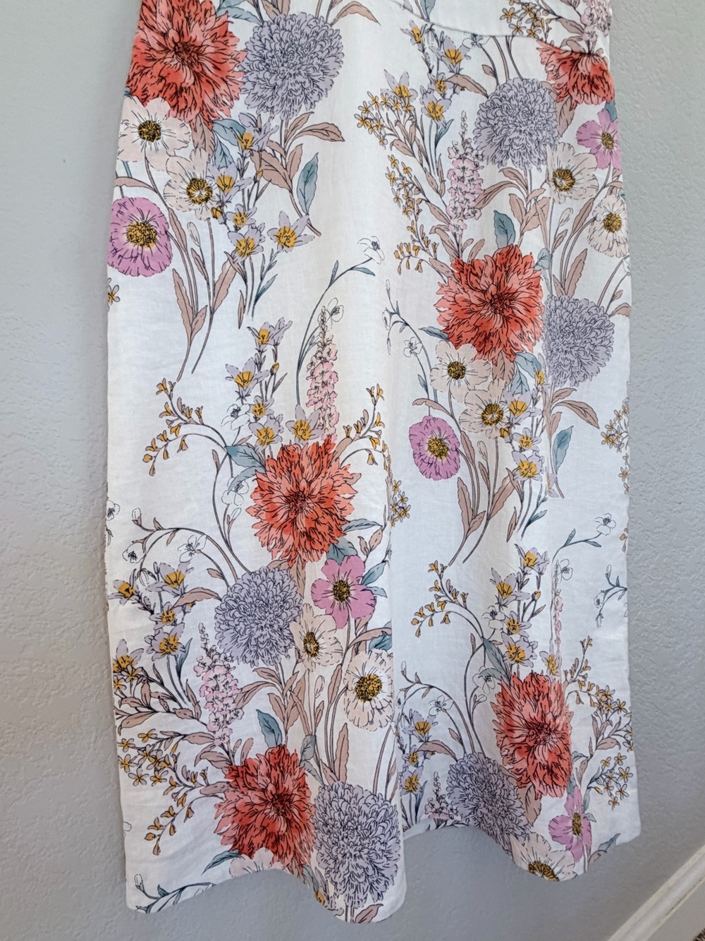 Ann Taylor Floral Linen Blend Smocked Midi Dress | Size 8P - Picture 3 of 8